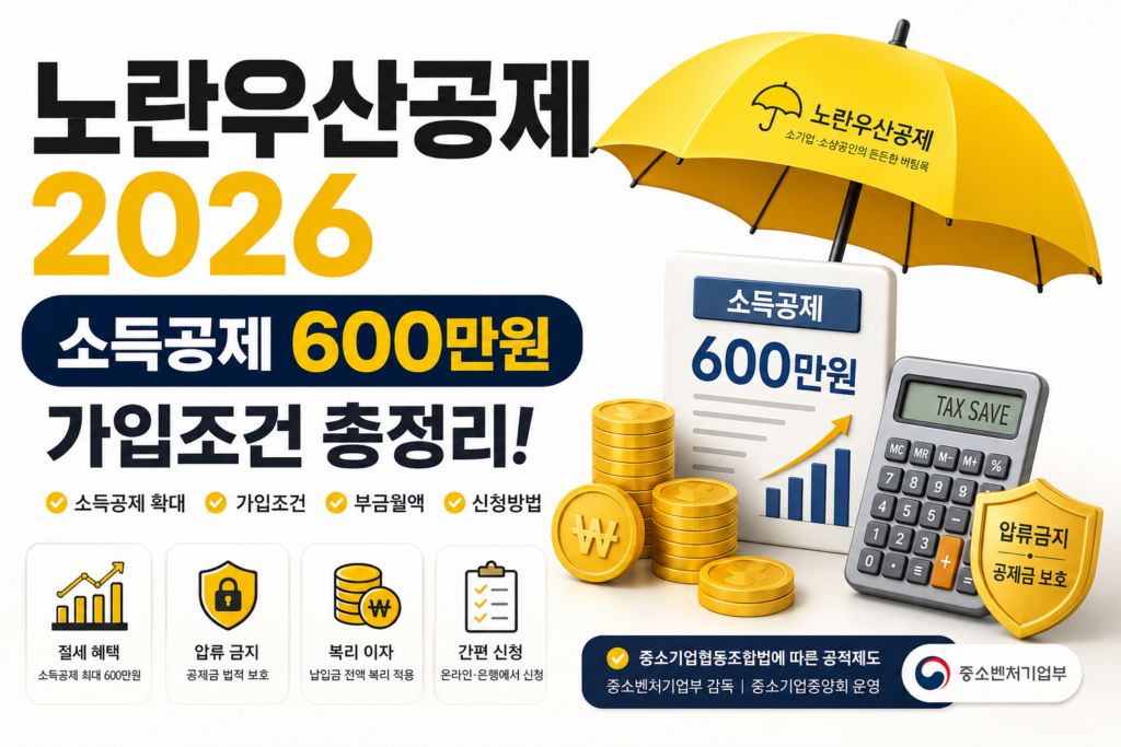 노란우산공제 2026 소득공제 600만원 가입조건