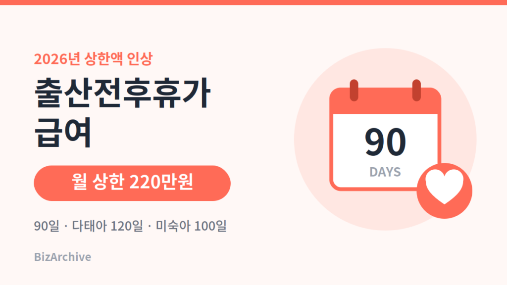 2026년 출산전후휴가급여 상한 220만원과 90일 휴가 안내