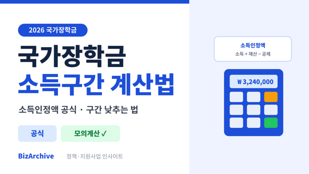 국가장학금 소득구간 계산법과 소득인정액 공식을 정리한 2026년 안내 이미지